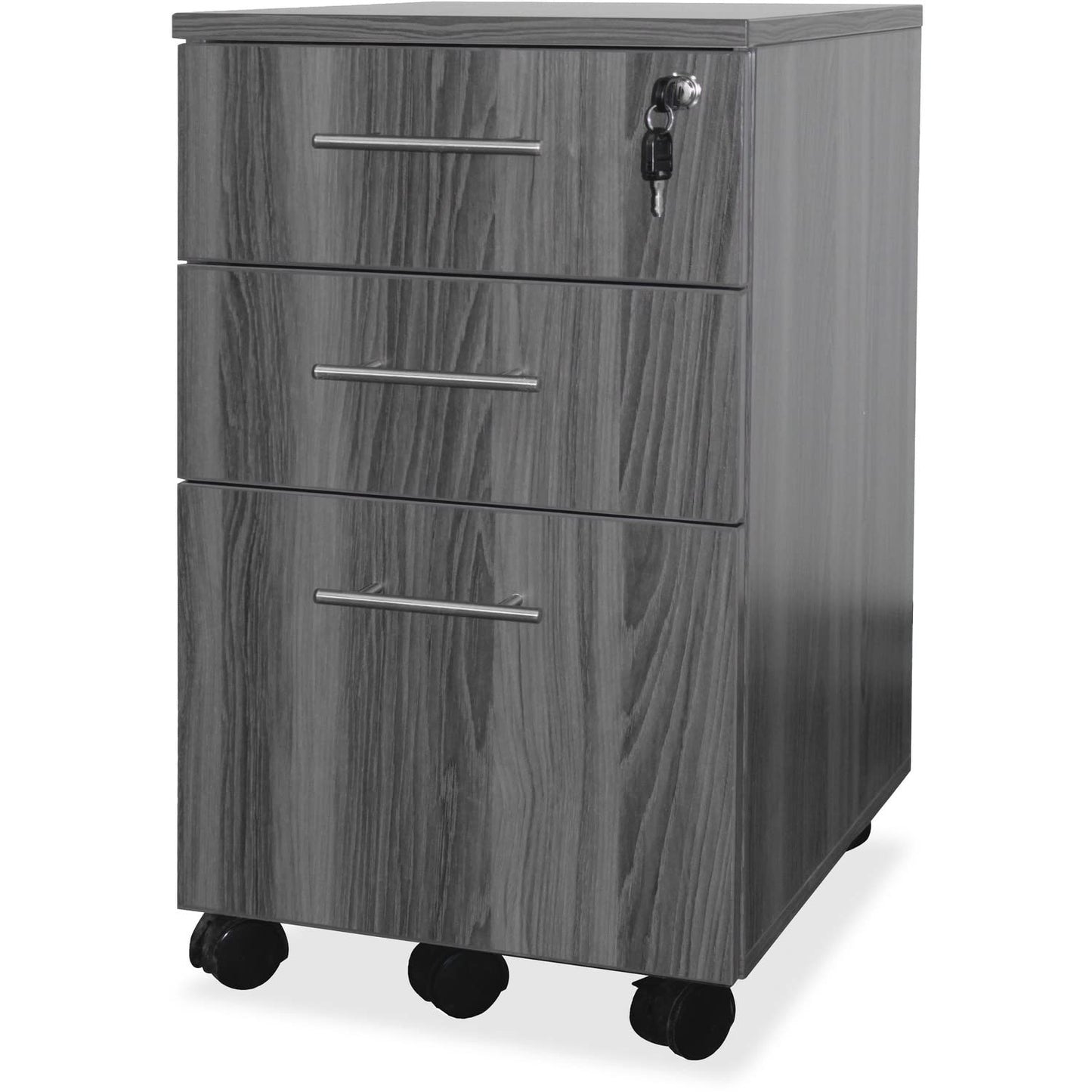 Safco Mayline MNBBFLGS Medina 3-Drawer Lockable Mobile File Cabinet, 26.75"H, Gray Steel Laminate