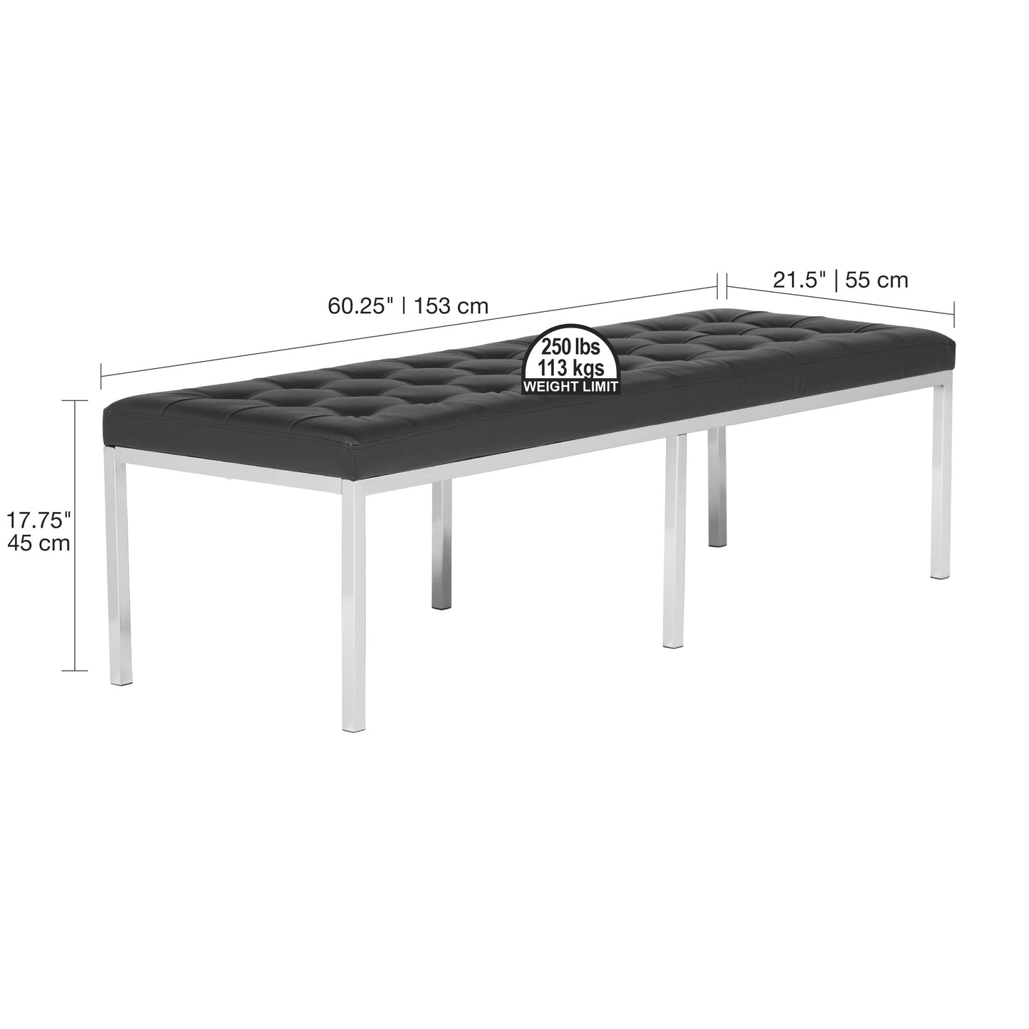 Studio Designs Home Wide Lintel Tufted Bench/Ottoman, Ebony, 60" (72044)
