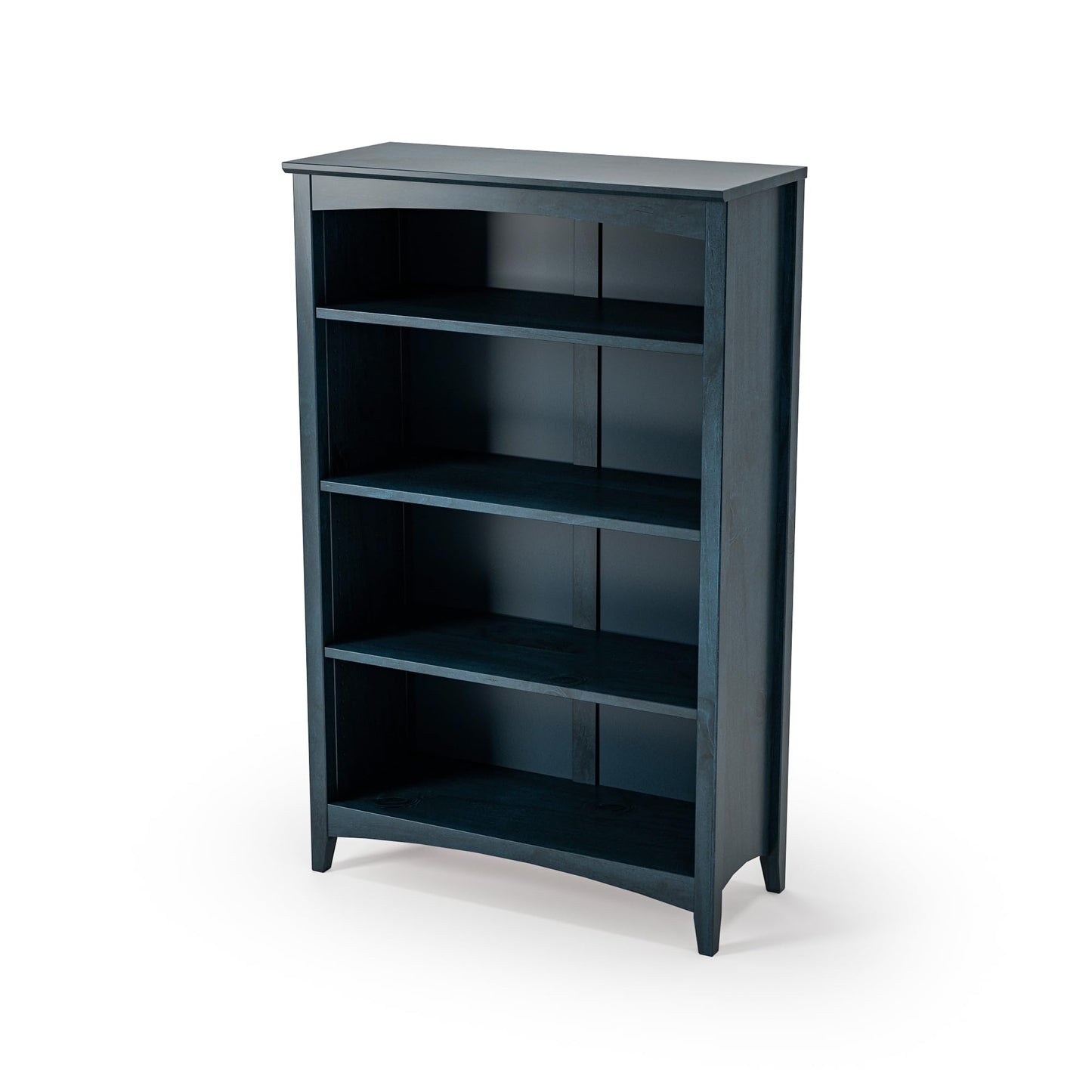 Camaflexi Shaker Style 4 Shelf Bookcase/Solid Wood / 48" High/Adjustable Shelving/Closed Back/Display Bookshelf for Living Room, Bedroom, Home and Office, Deep Ocean Blue