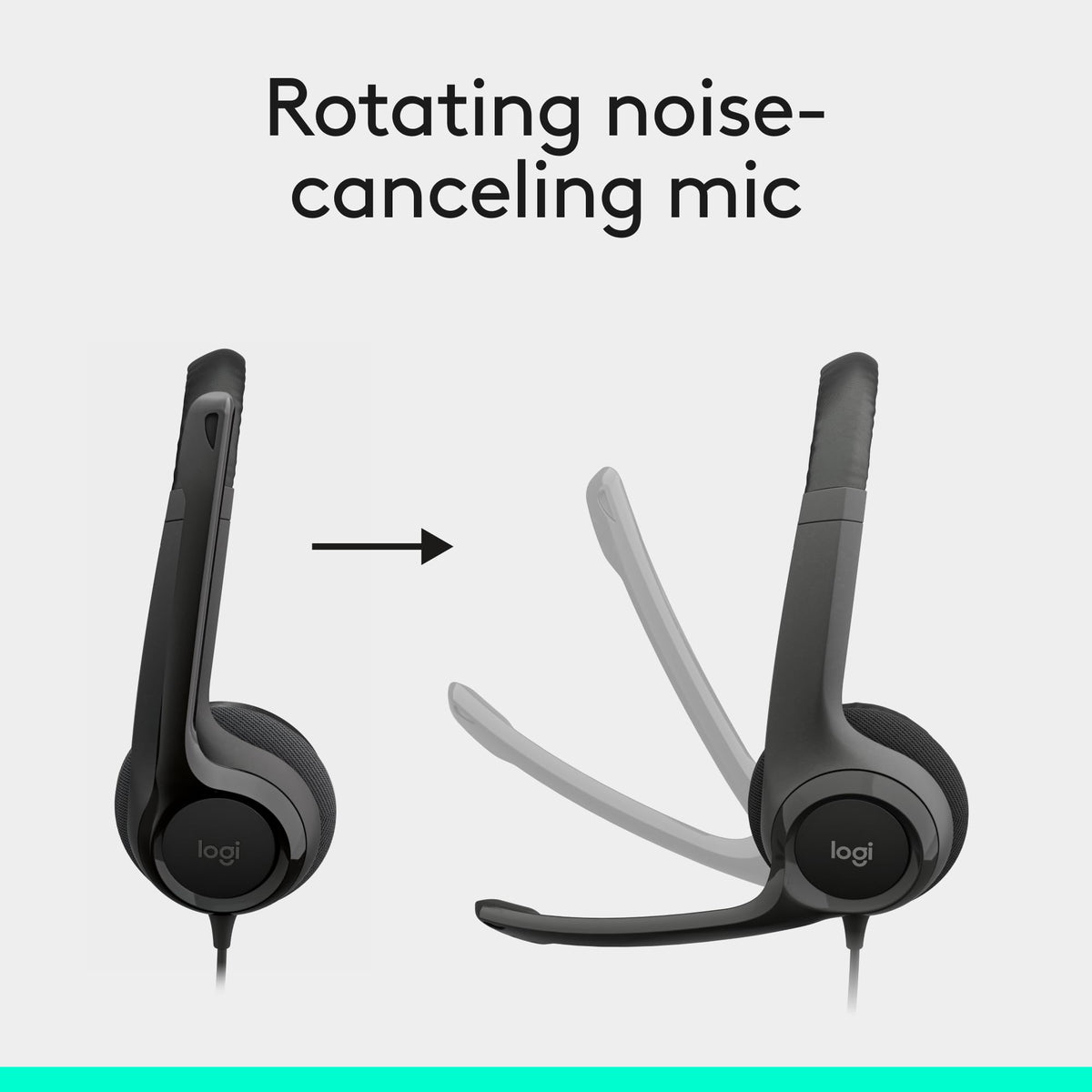 Logitech H390 Wired Headset for PC/Laptop, Stereo Headphones with Noise Cancelling Microphone, USB-A, in-Line Controls, Works with Chromebook - Black