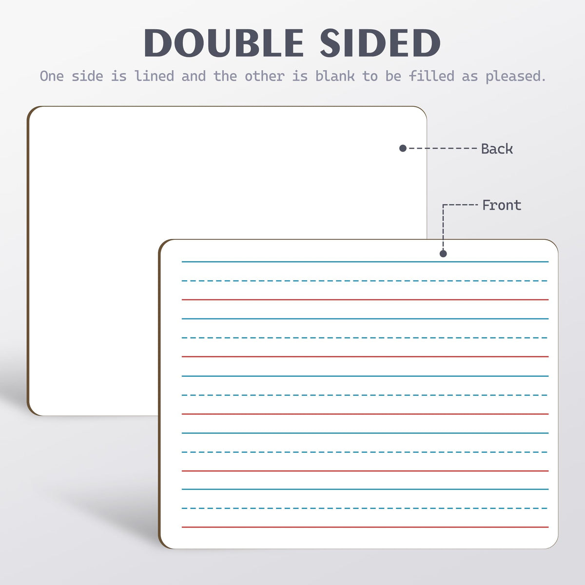 2pack 9x12 inches Dry Erase Board Lapboard Reusable Lined Erasable Ruled Writing Note Pad Lapboard,Blank Whiteboard on Reverse Mini Whiteboard,Small White Board Dry Erase for Classroom