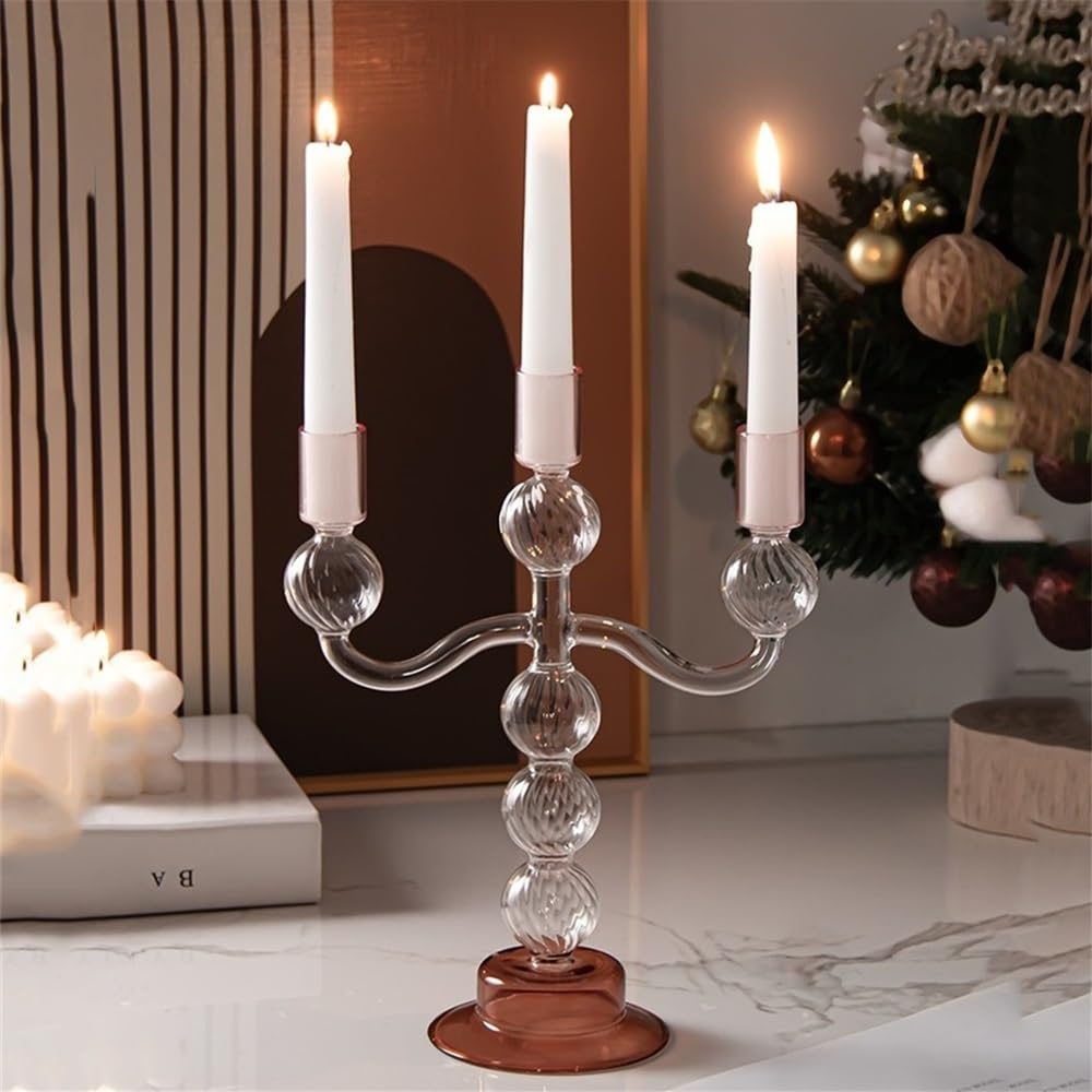 Candlesticks European style three-headed glass candle holder home decoration ornaments wedding table candle holder Decorative candle holder