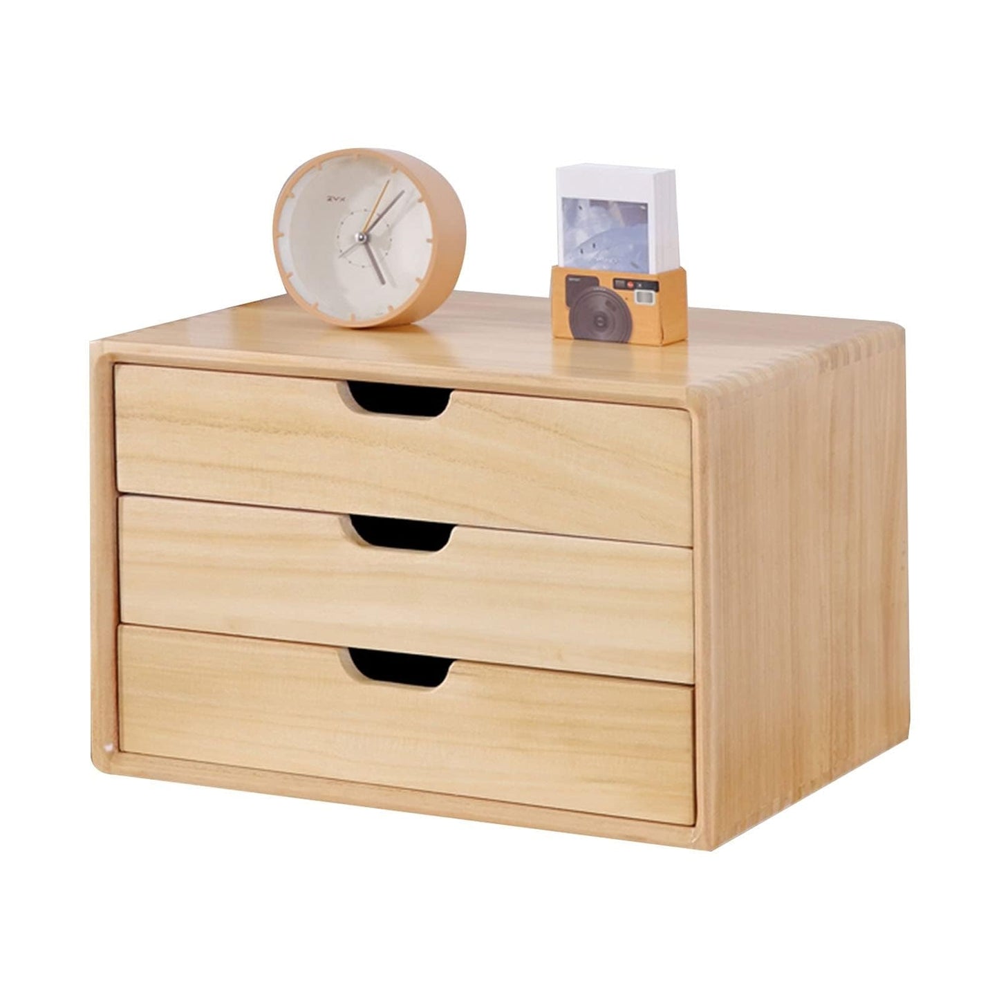 ZGLINMZ Solid Wood Desktop File Cabinet Organizer with Drawer for A4 Files Office and School Supplies Storage Box(A-3 Drawers)