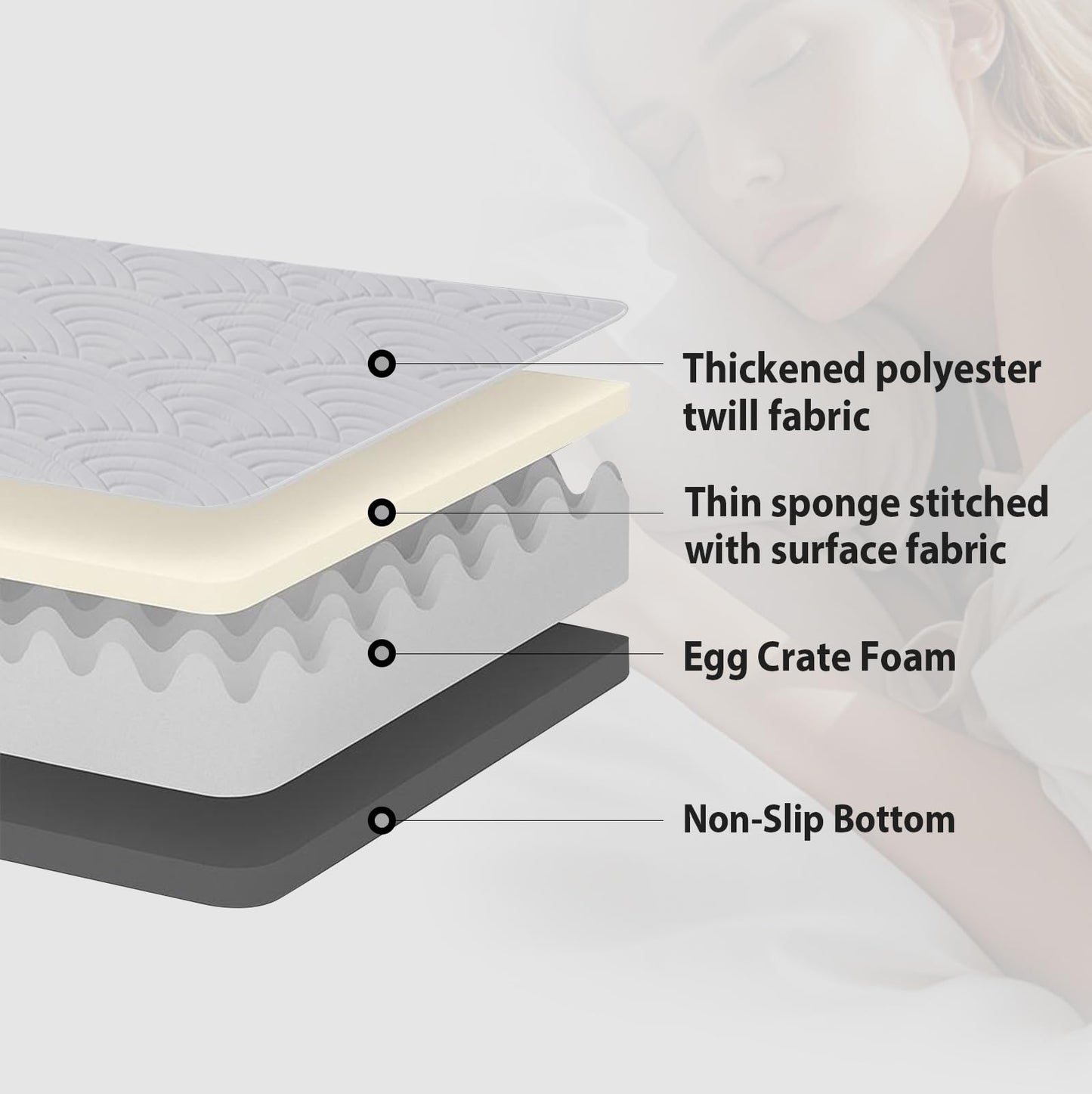 Zelladorra Japanese Floor Mattress, Quilted Futon Mattress with Anti-Slip Bottom, Foldable Floor Bed with Storage Bag and Straps, (Light Grey, Full)