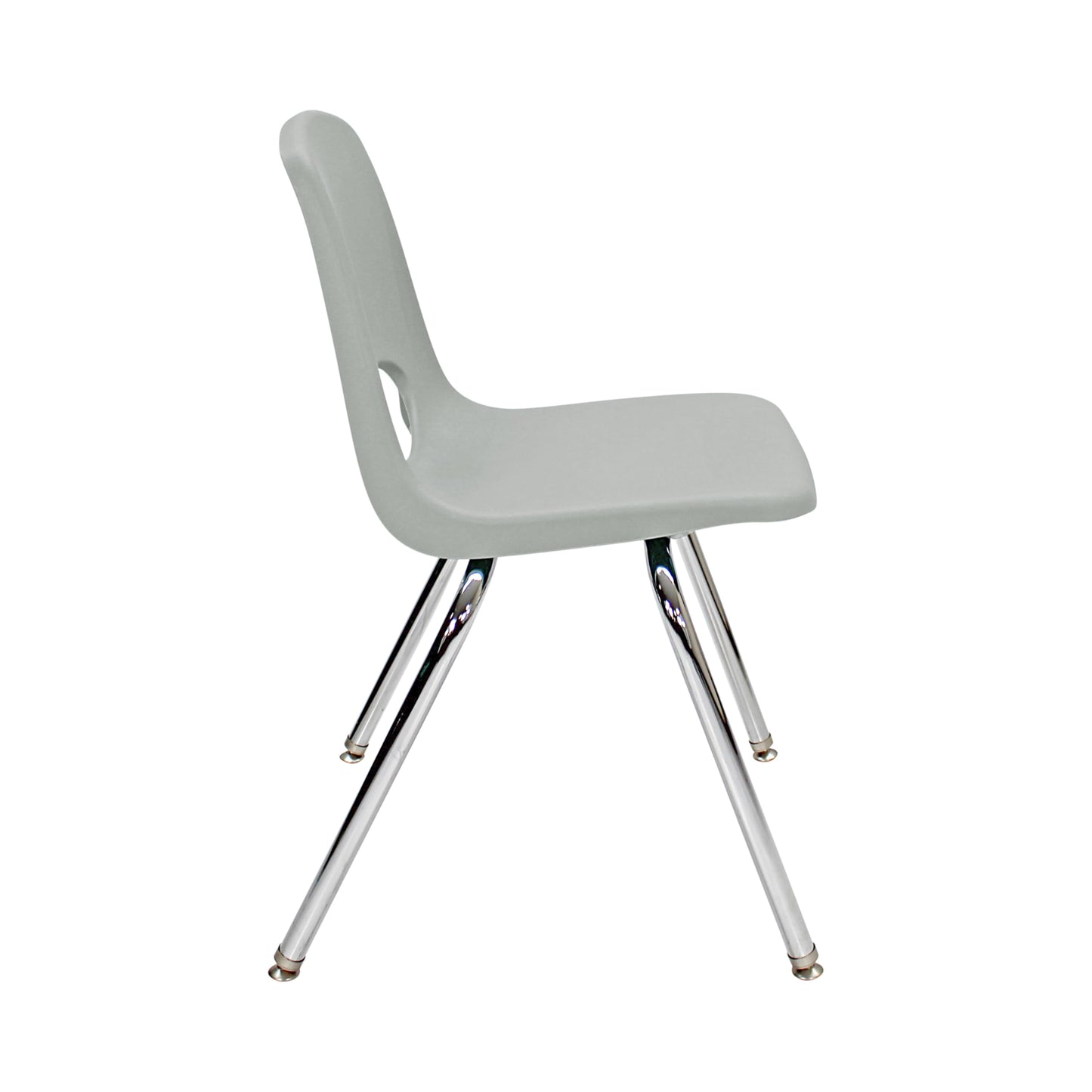 FDP 18" School Stack Chair, Stacking Student Seat with Chromed Steel Legs and Nylon Swivel Glides For In-Home Learning, Classroom or Office - Light Gray (5-Pack), 10371-LG