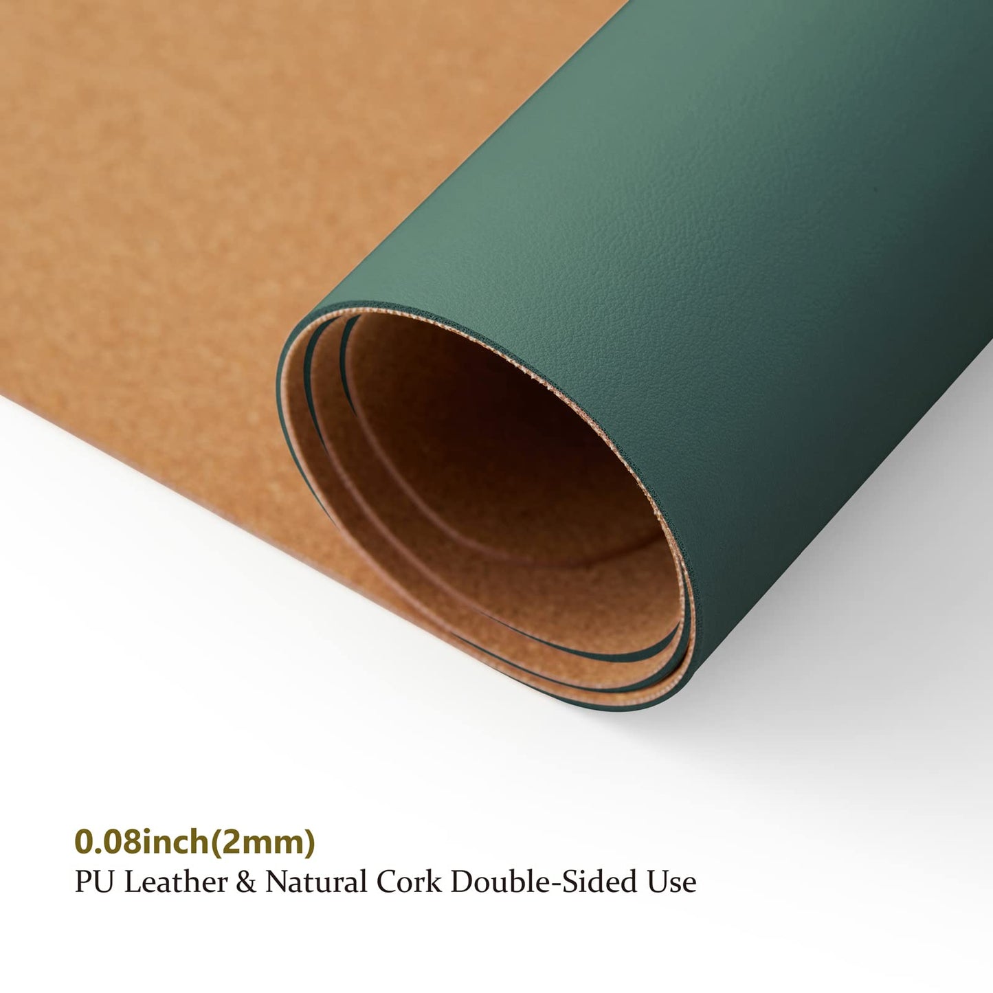 Cork Desk Mat - Dual-Sided Desk Pad for Office and Home - Desk Organization and Accessories - Ideal for Large Mouse Pad and Desk Mats on Top of Desks(Dark Green,80cmx 40cm)