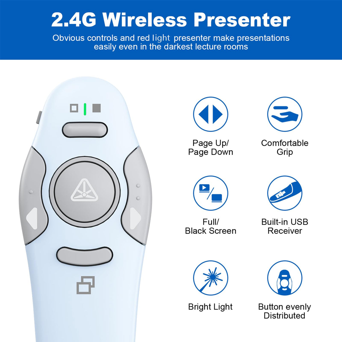 QUI Presenter Clicker USB A&C Bundle | Pen-Shaped Pink & Remote-Shaped Blue