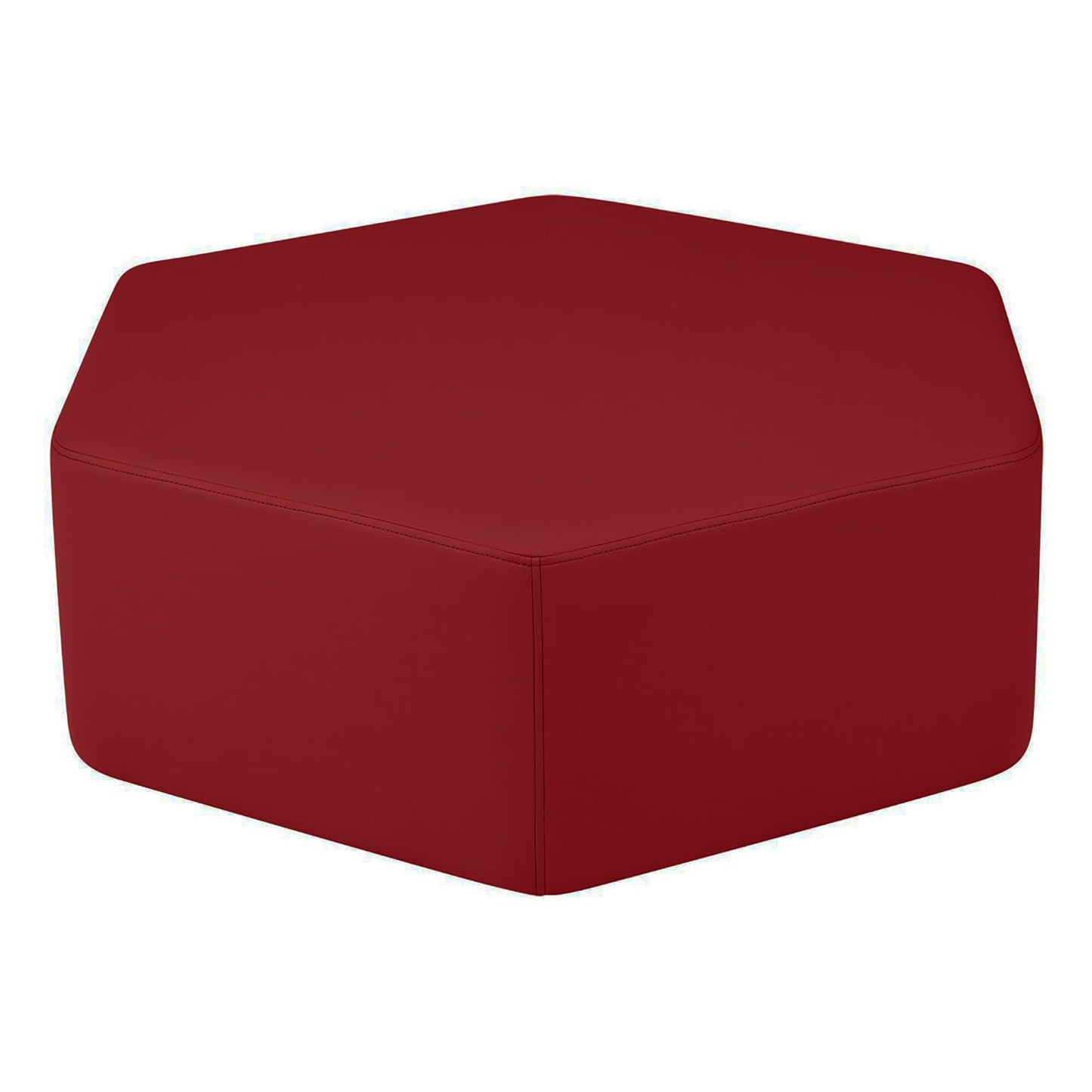 FDP Pro Series Hexagon Accent Ottoman (12" Height) Hand Upholstered Commercial Furniture for Hotel Lobby, Office, Restaurant, Home and More Collaborative and Configurable Seating - Crimson