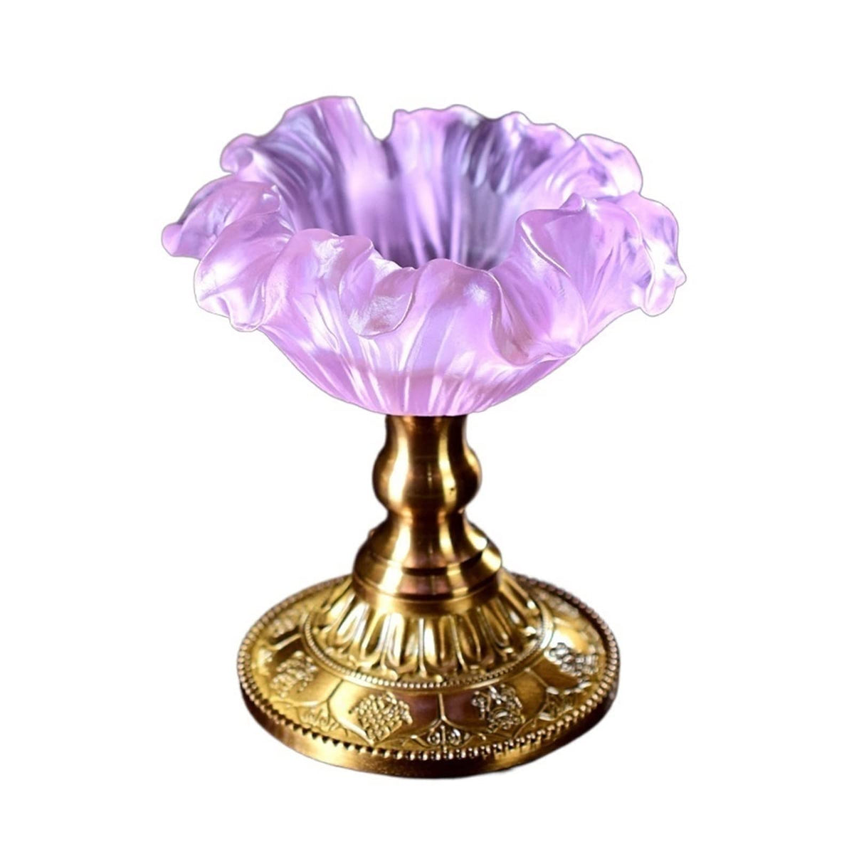 YUHUAWF Candle Holderss Creative Flower Shaped Candlestick Retro Glazed Candle Holder Desk Decoration Copper Base Decorative Candlestick(Pink)