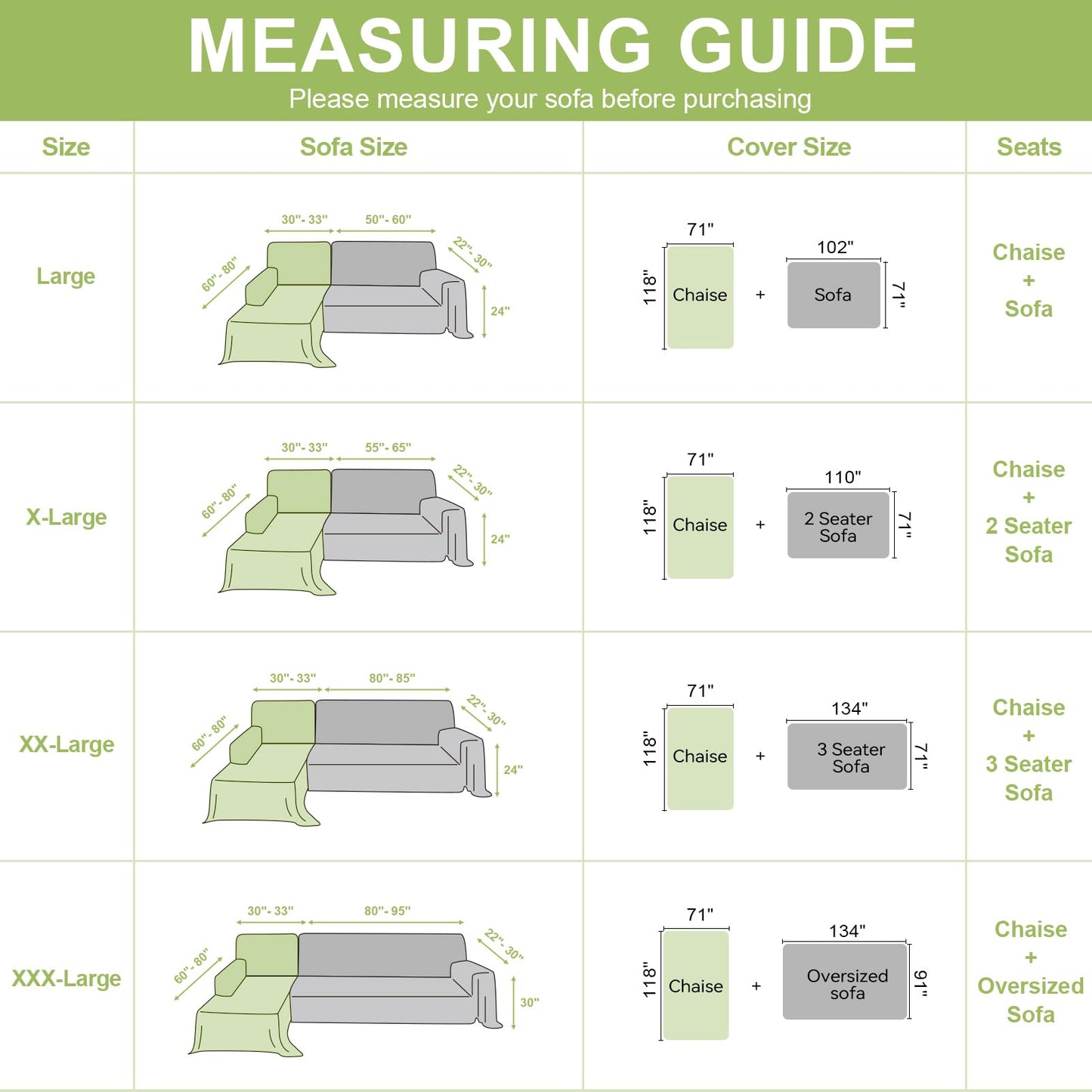 Royhom Sectional Couch Covers 2 Pieces, L Shaped Couch Cover Blanket, Boho Sofa Covers Washable, Sofa Slipcover with Tassel, Suitable for All Seasons (71"x110"+71"x118", Green)