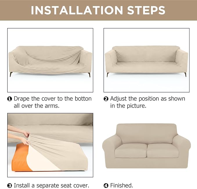 HunnmingRe Sofa Covers for 3 Cushion Couch Stretch Sofa and Loveseat Covers Set
