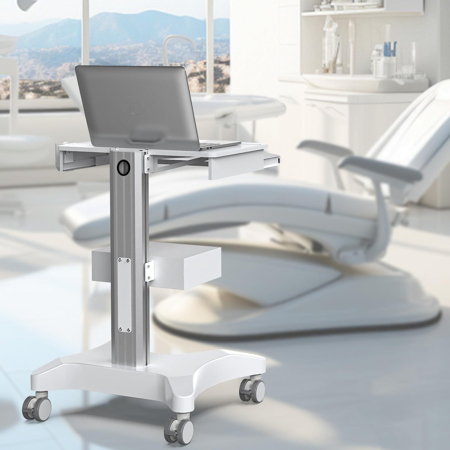 Yedaeop Medical Trolley Cart with Oral Scanner Holder, Mobile Workstation with a Drawer for Hospital Dental Clinics Beauty Salons