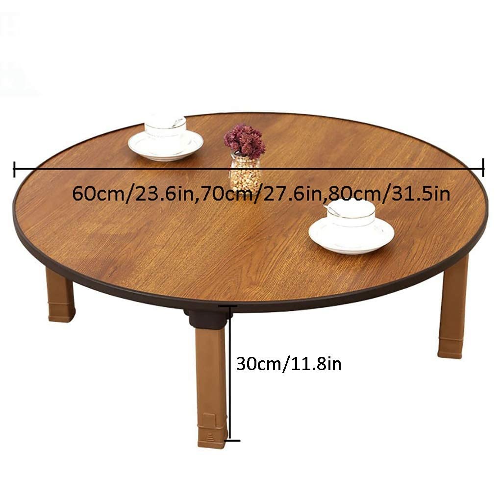TALSAK Round Folding Tea Coffee Table, Japanese-Style Low Table, Dining Table, Study Table, Small Desk, for Tatami Sitting On The Floor Bedroom Bay Window Tea Room (Size : 70x30cm)