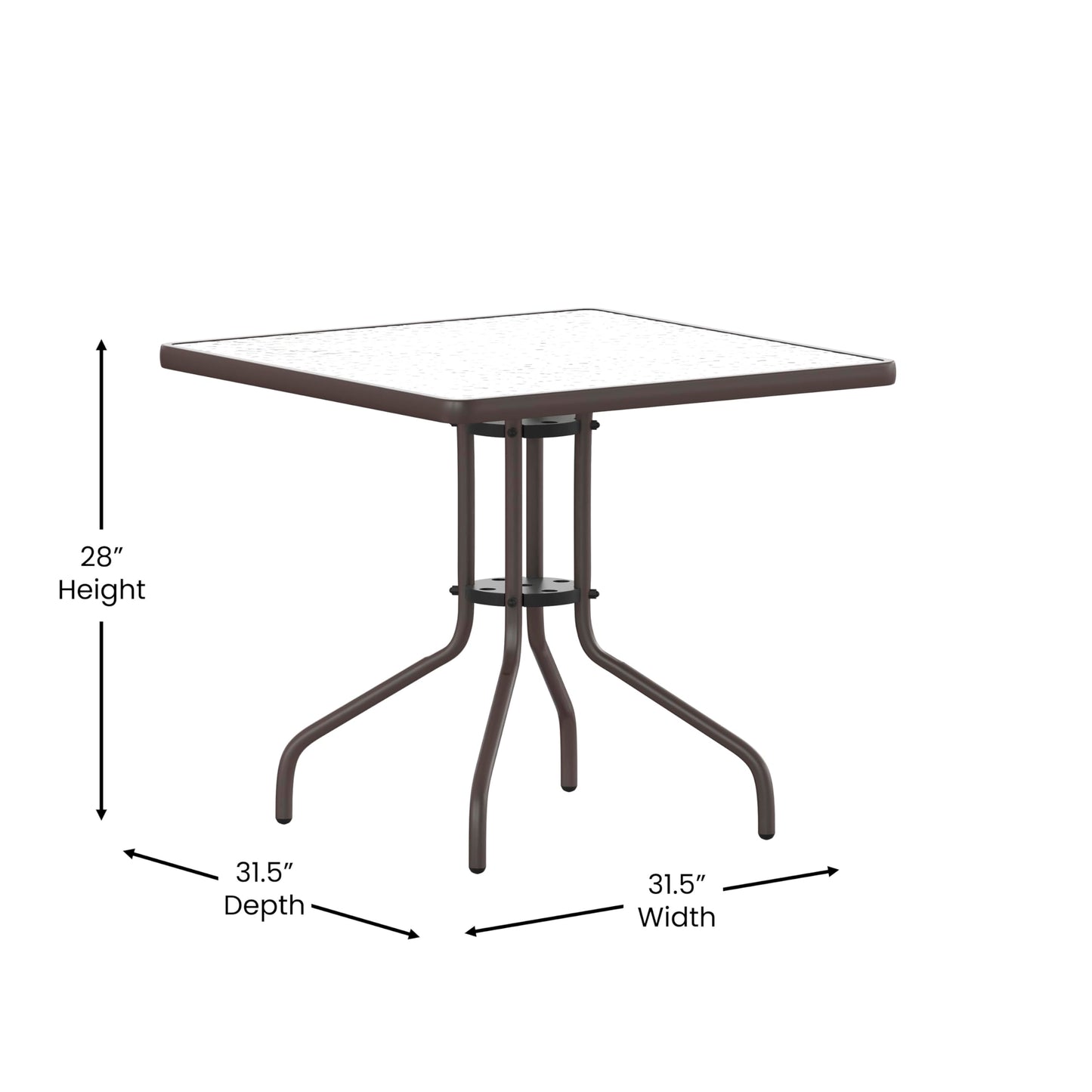Flash Furniture Barker 31.5'' Square Tempered Glass Metal Table, Bronze