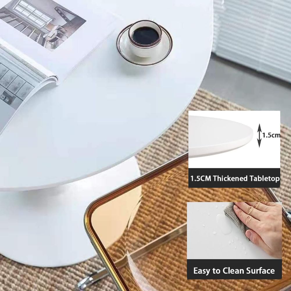 HYYTEIBL 35.1" Tulip Dining Table, White, Perfect for 2-4 People, Mid-Century Modern Style, Round MDF Top with Sturdy Base for Dining Room, Living Room, Cafe