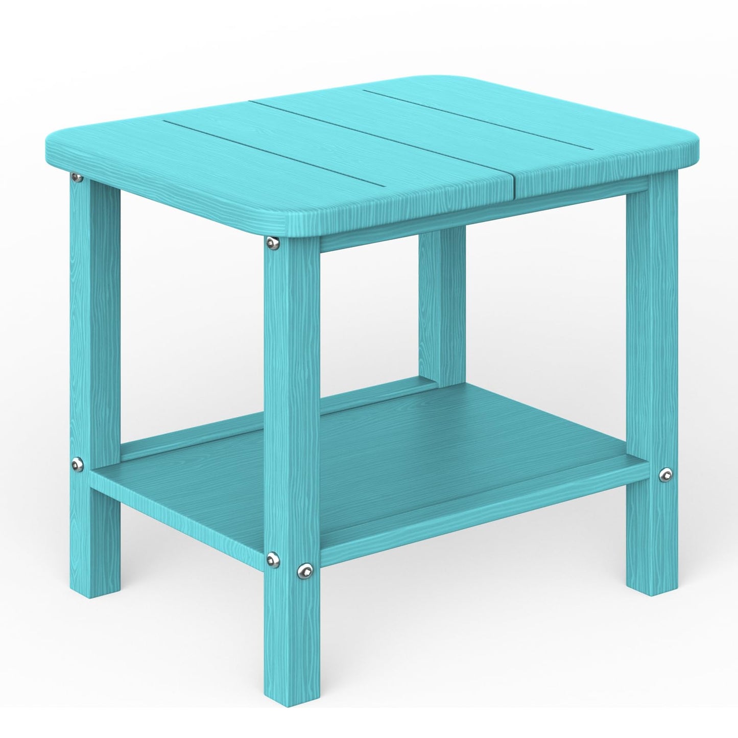 Ayge 17.7" Double Outdoor Side Table, Rectangular HDPE Adirondack End Table for Patio, Lawn, Pool, Garden, Backyard，Aurba