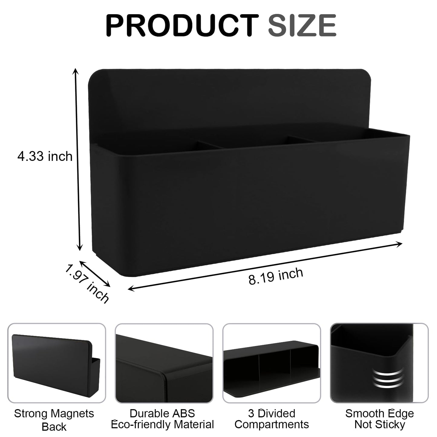 KITANIS Magnetic Pen Holder,3 Compartments Magnetic Dry Erase Marker Holder,Extra Strong Magnet Storage Marker Pen Pencil Organizer for Refrigerator,Whiteboard,Locker Accessories(Long Style)