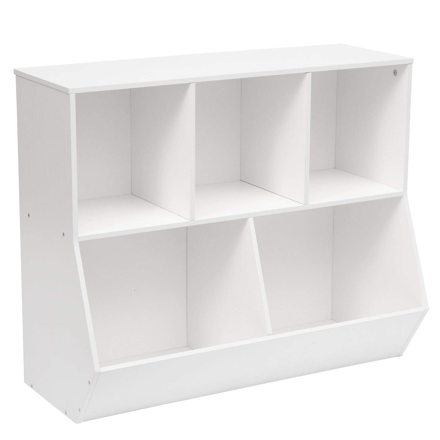HOOBRO Kids Bookshelf, Bookcase Footboard, Toy Storage Cubby, Children's Toy Shelf, 35.4" L Storage Cabinet, Fit for Children's Room, Playroom, Hallway, Kindergarten, White WT32CW01