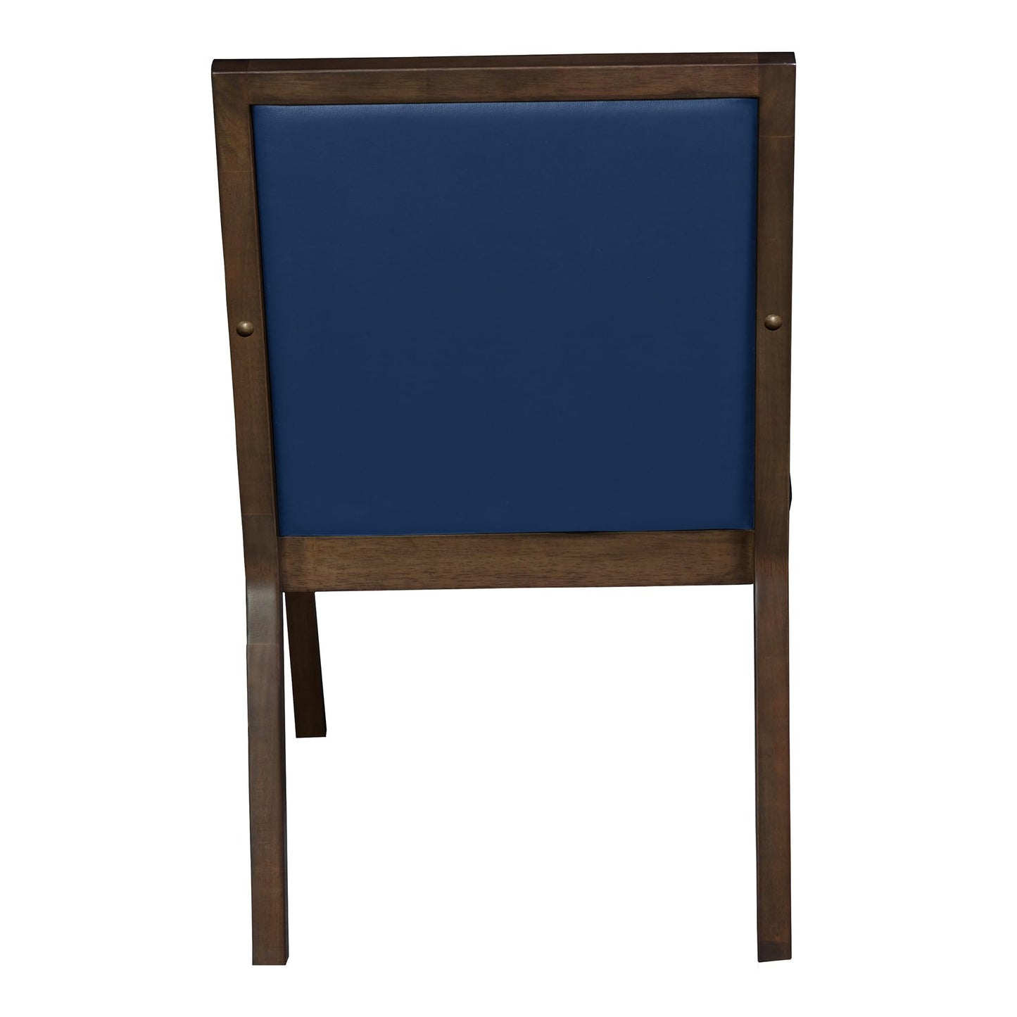 Romig Regent WallGuard Guest & Reception Waiting Room Wood Side Chair - Neo Walnut/Navy Blue Vinyl