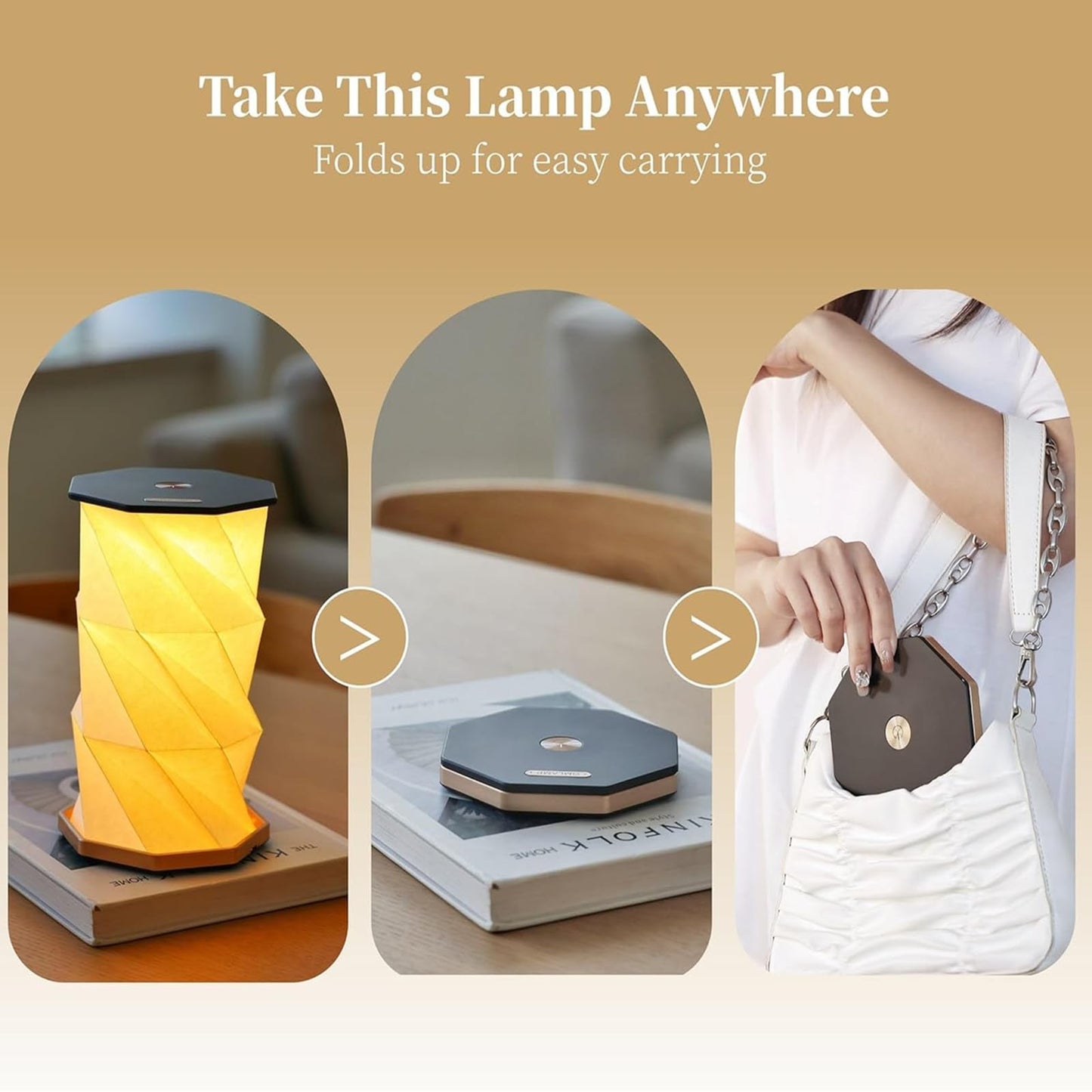RYBG Portable Foldable LED Desk Lamp,24V 300Ah Dimmable Touch Control Light Art Lamp,Portable Rechargeable Mini Desk Lamp for Travel, Bedroom, Study Room, and Camping Ideal Gift
