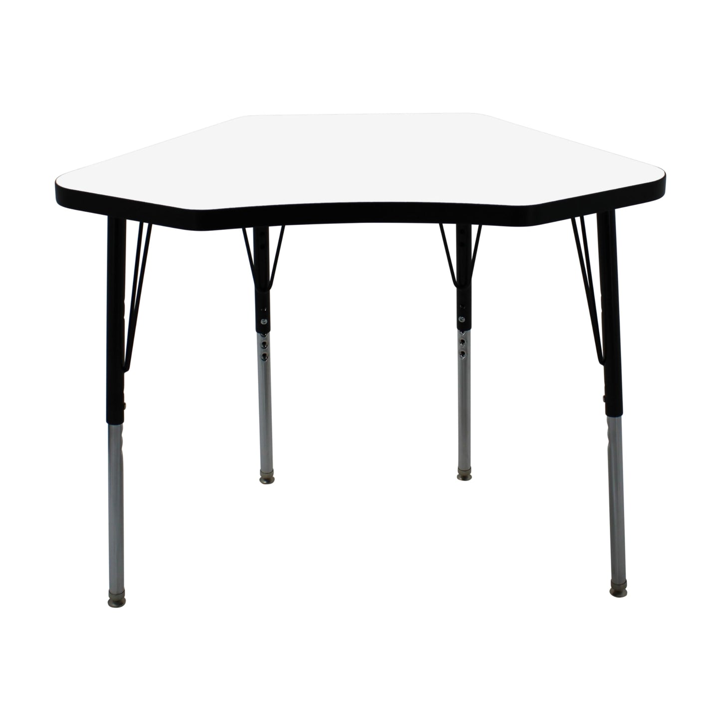 FDP Dry-Erase Petal Activity School and Office Table (24 x 36 inch), Standard Legs with Swivel Glides, Adjustable Height 19-30 inches; Quick Ship Single Box - Whiteboard Top and Black Edge