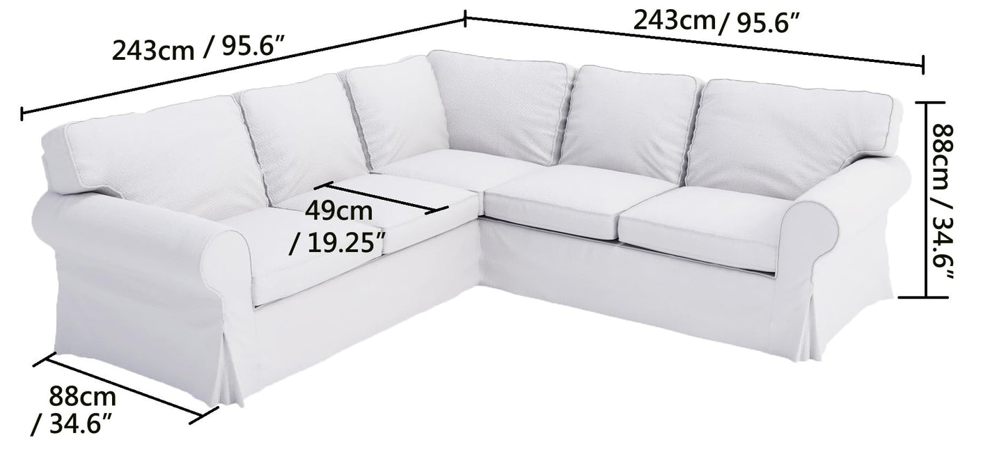 Velvet Pets Friendly Sectional Corner Sofa Covers Made Compatible with IKEA Ektorp 4 Four Seat Couch Sofa Slipcovers (Velvet Blue Ektorp 2+2)
