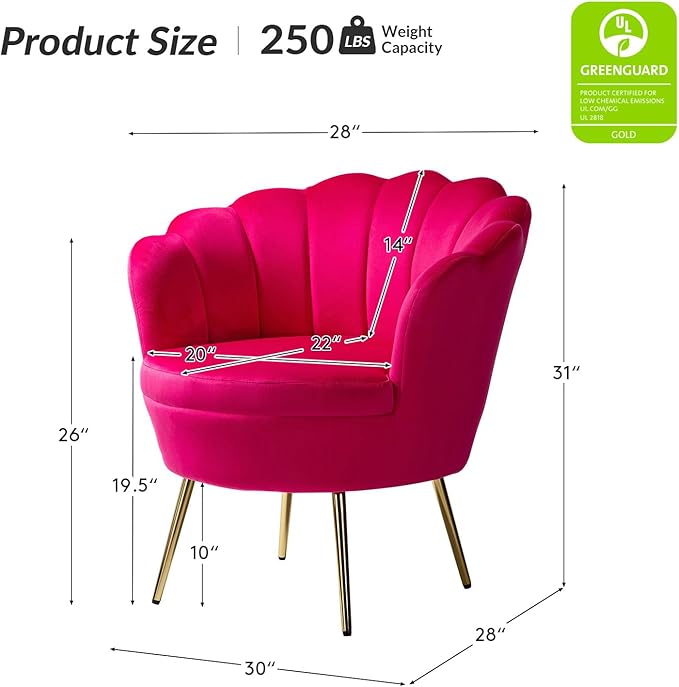 HULALA HOME Modern Velvet Accent Chairs Set of 2