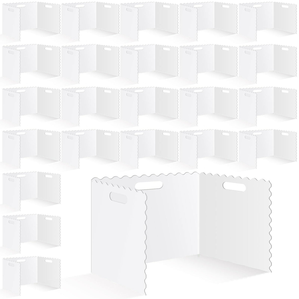 Whaline 24 Pcs Student Desk Privacy Boards White Wavy Edges Classroom Desk Divider Shield Scalloped Edge Privacy Panel Folders Screen Partition for School Teacher Student Test Supplies