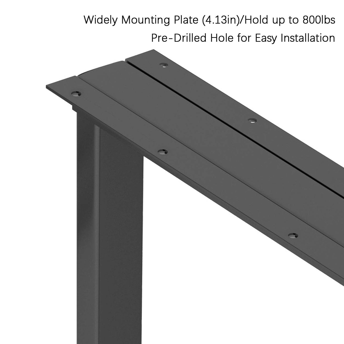 Metal Table Legs 28 inch Height x 17.7 inch Wide with Adjustable Protector Feet, Industrial & Rustic Style Heavy Duty Metal Furniture Legs for Desk/Table, (Bear Up to 800lb), Black, Set of 2