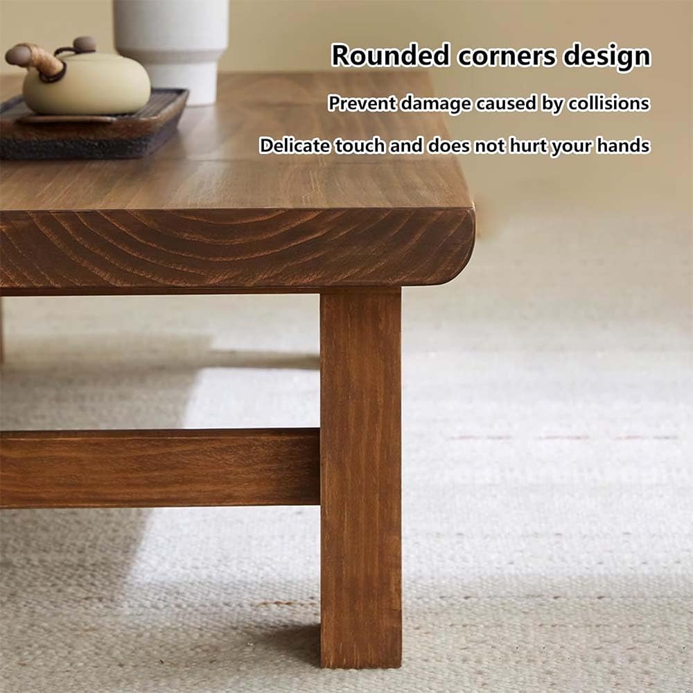 GHHDPXM Japanese Low Coffee Table Solid Wood Table Small Palace Style Floor Table Brown Ideal for Sitting 80 x 50 x 38 cm Perfect for Living Room & Zen Spaces.
