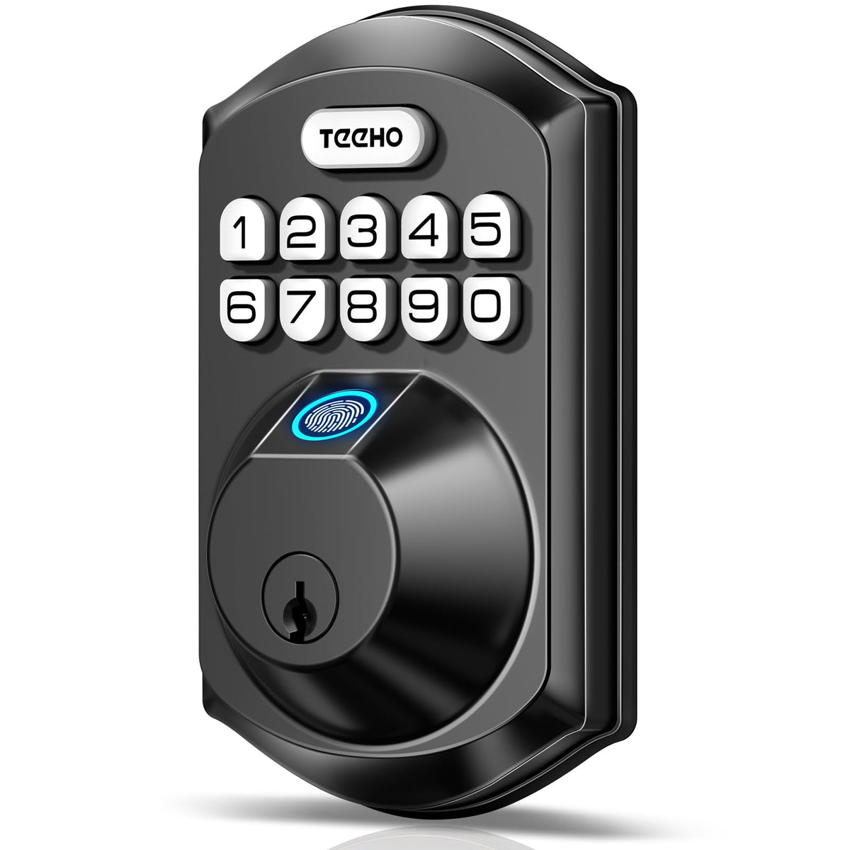 TEEHO TE002 Fingerprint Door Lock - Keyless Entry Electronic Keypad Deadbolt with 2 Backup Keys - Auto Lock - Easy Installation - Smart Locks for Front Door - Matte Black