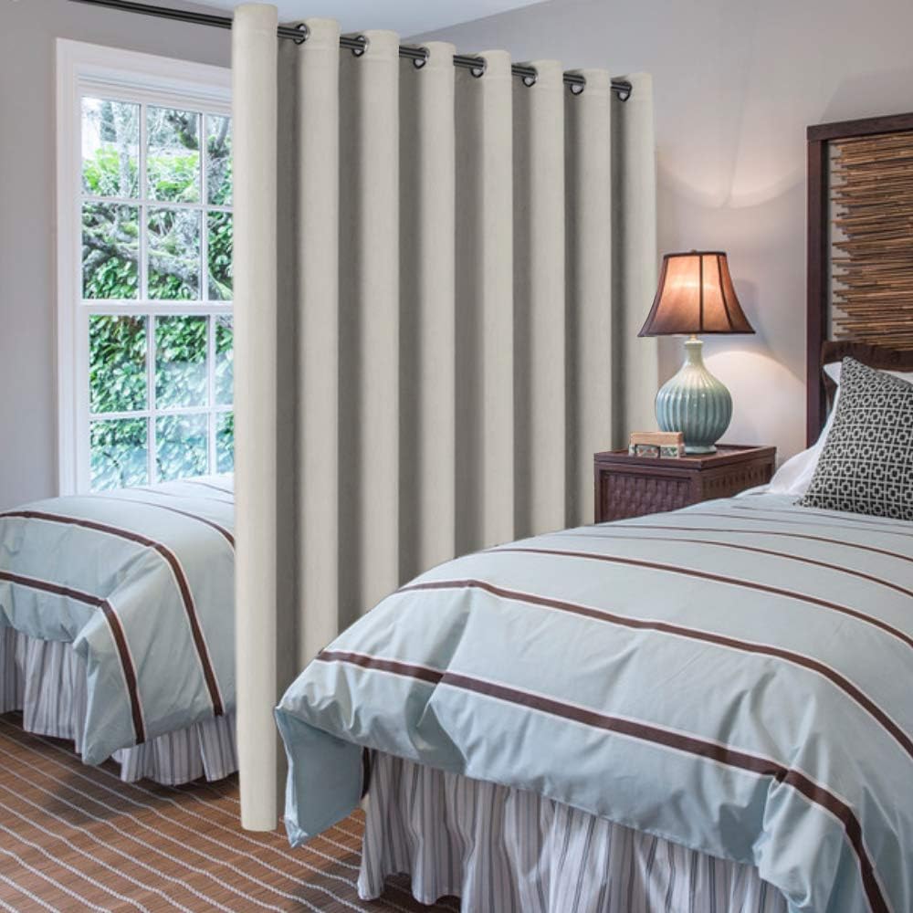 H.VERSAILTEX Blackout Patio Curtains 100 x 96 Inches for Sliding Door Extral Wide Blackout Curtain Panels Thermal Insulated Room Divider - Grommet Top, 8' Tall by 8.5' Wide - Ivory/Cream
