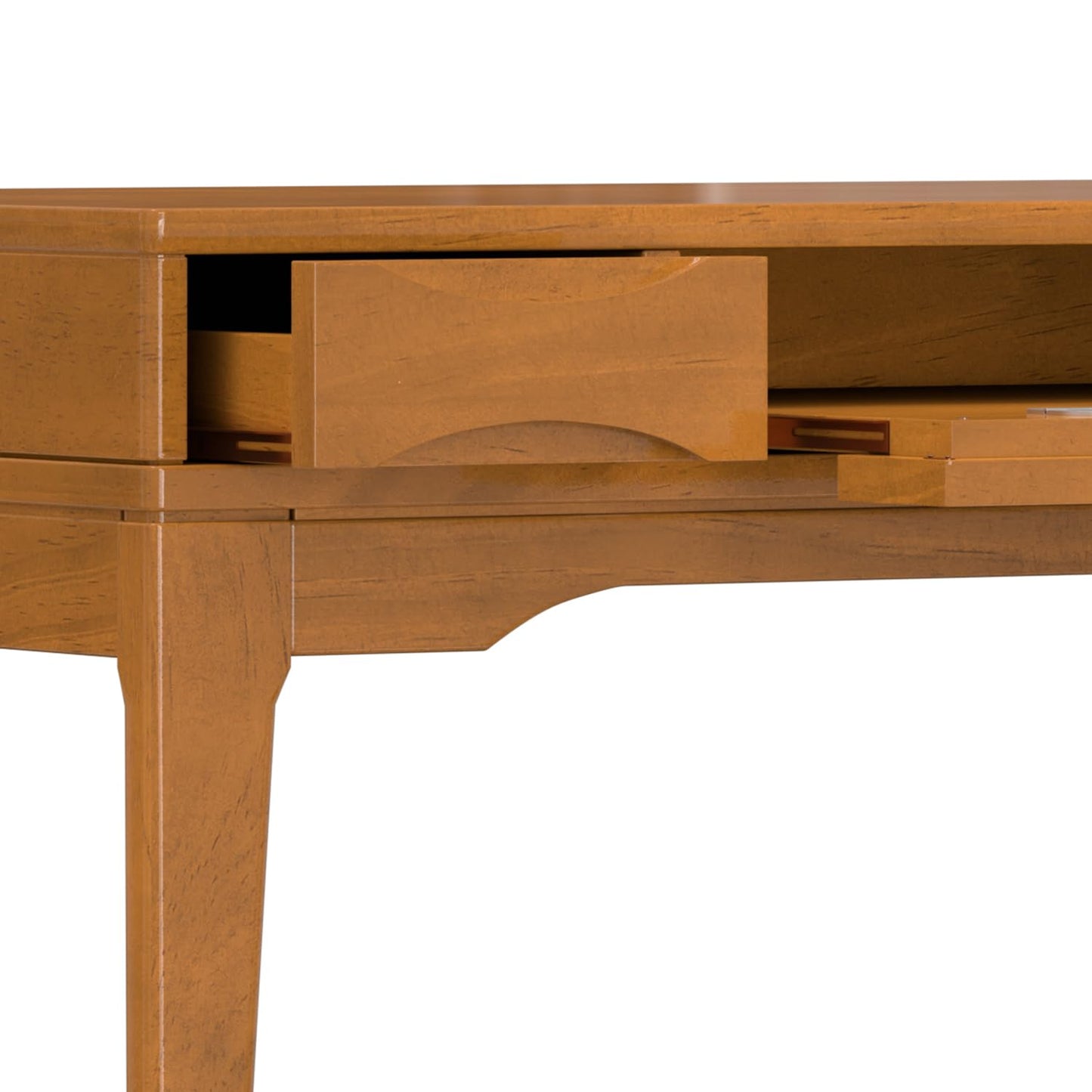 SIMPLIHOME Harper Small Desk - 48 inch Wide Solid Hardwood Writing Desk in Light Golden Brown, Mid-Century Modern Home Office Table for Study or Work with 2 Drawers and Flip-Down Keyboard Tray