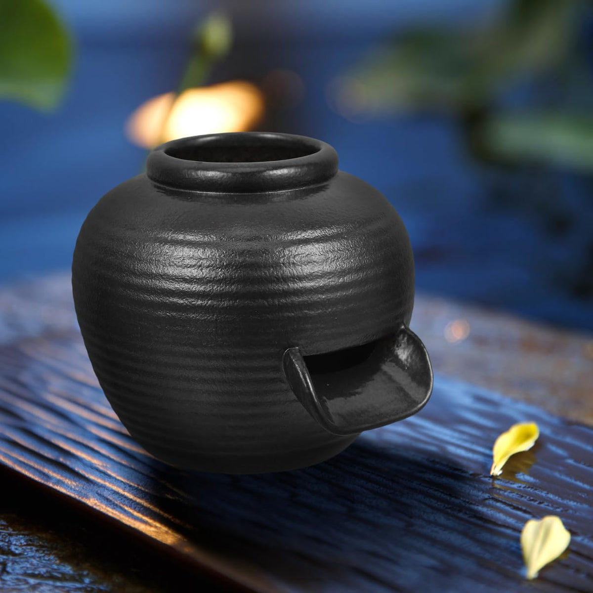 ibasenice Mini Ceramic Fountain Jar 3.54In Tabletop Water Feature with U-Shaped Spout Indoor Circulating Waterfall for Zen Garden Office Home Decor