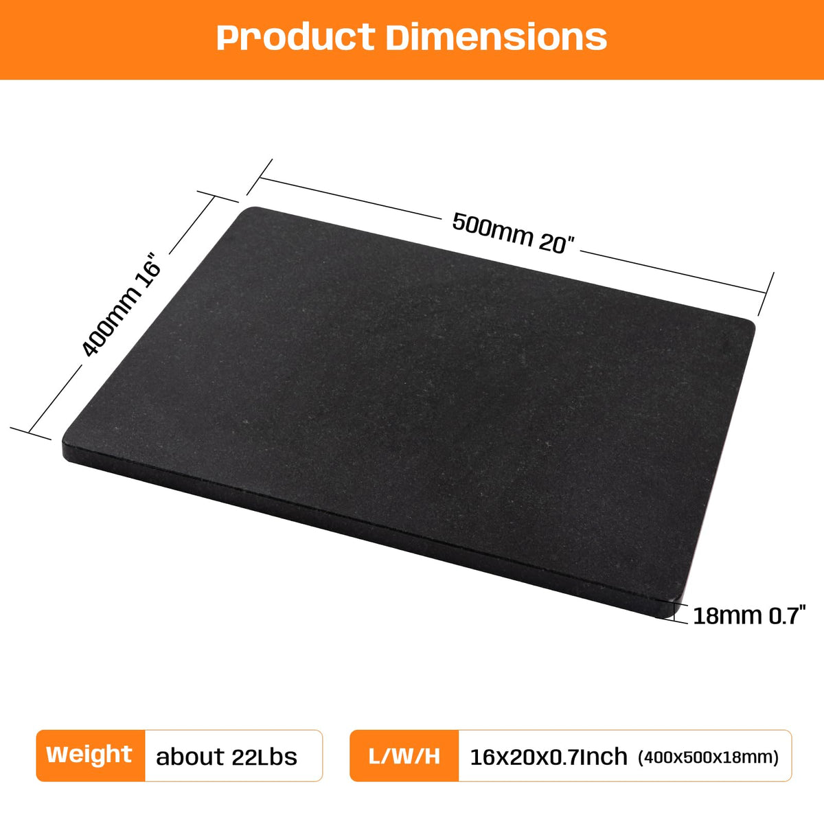 Adolif Black Granite Marble Cutting Board for Kitchen, 16x20 Large Inch Marble Slab Pastry Board With Non-Slip Feet for Baking, Cheese, Charcuterie, Chocolate – Serving Tray Gift