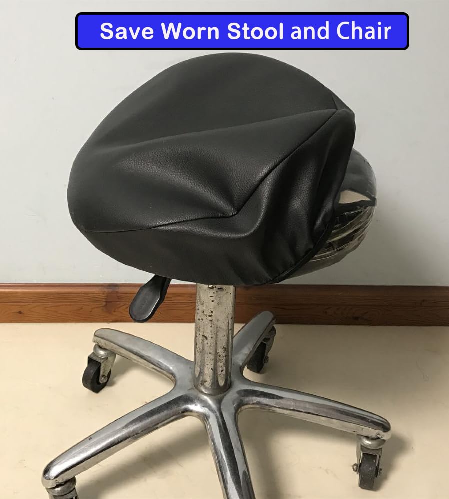 Augld 2 Pack Round Bar Stool Cover Watedrproof Faux Leather Stool Seat Cover for Bar, Chair, Salon, Spa, Tattoo, Clinic 12-13 Inch Coffee