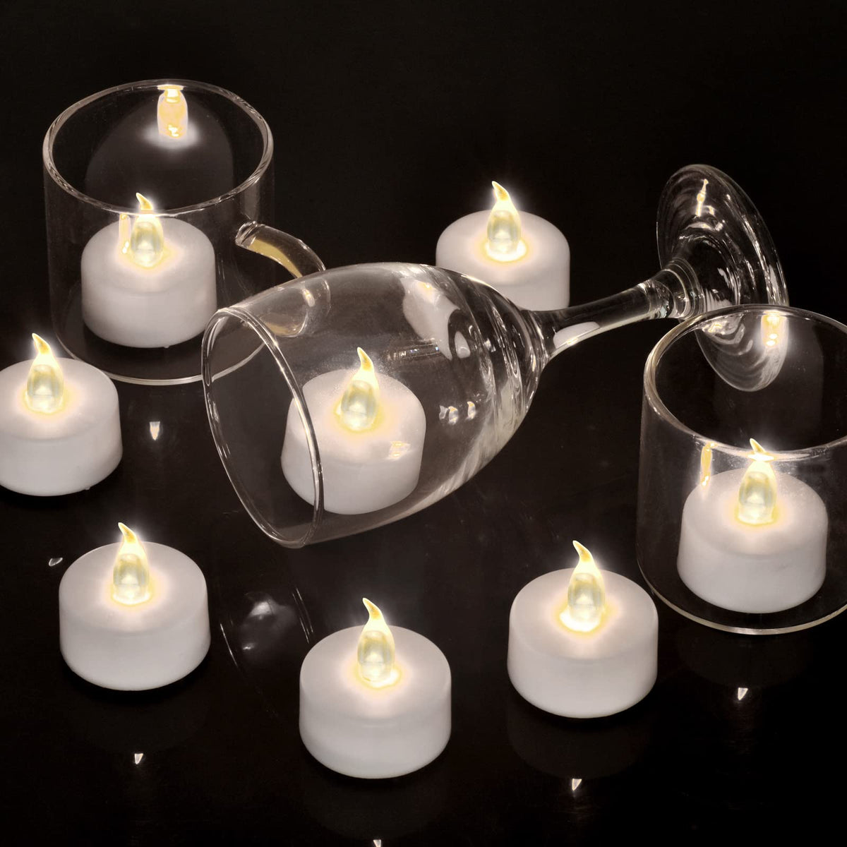Biyanuo Tea Light, 100 Pack Flameless LED Tea Lights Candles Flickering red 200+ Hours Battery-Powered Tealight Candle. Ideal for Party, Wedding, Birthday, Gifts and Home Decoration