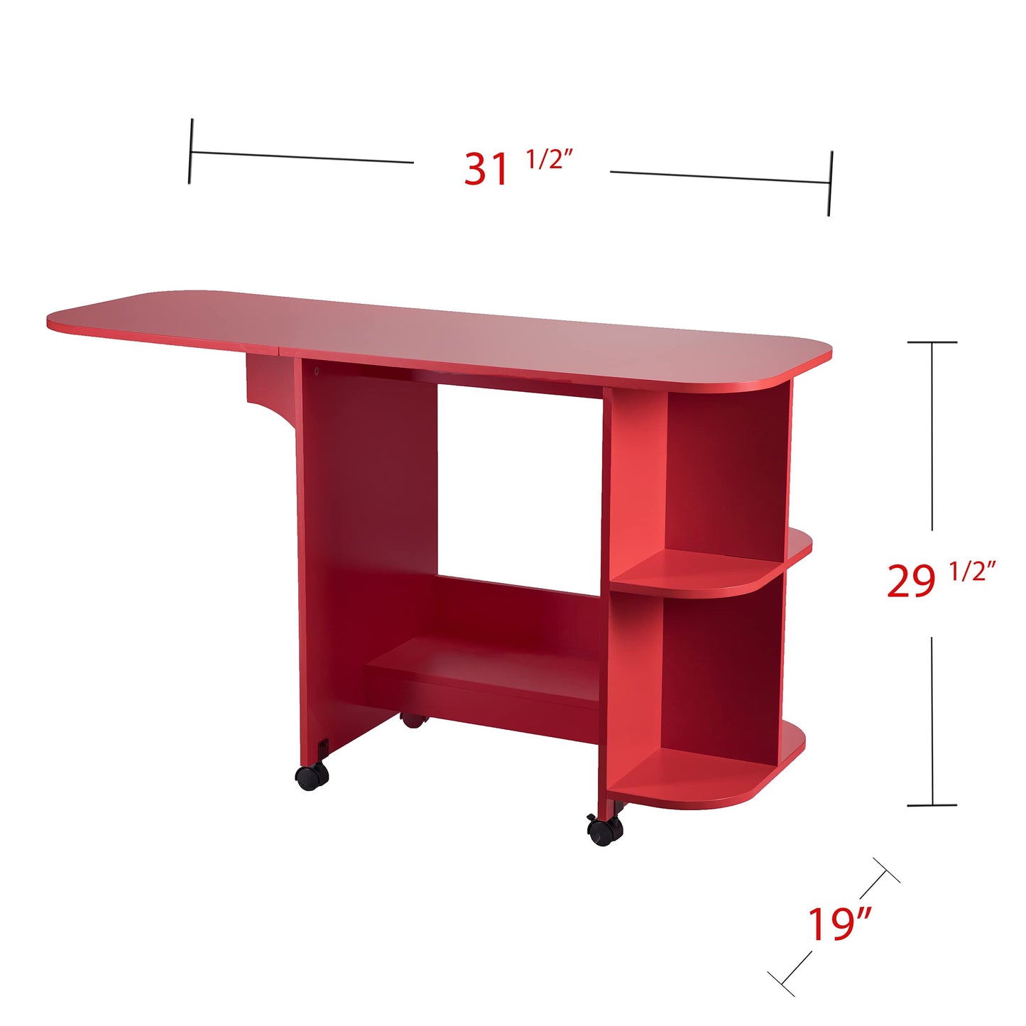 SEI FURNITURE Southern Enterprises Expandable Rolling Sewing Station Craft Table, Red