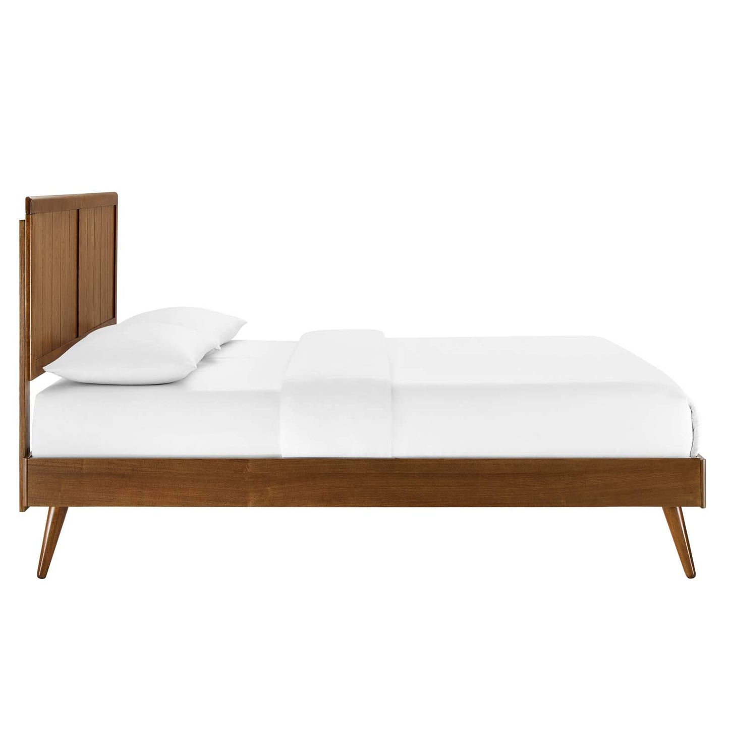 Modway Alana Wood Full Platform Bed in Walnut with Splayed Legs, Double