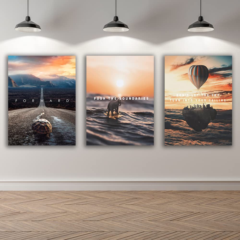 Motivational Wall Decor Poster Inspirational Wall Art 3 Pieces Canvas Wall Painting Artwork for Living Room Bedroom Office Home Decor Prints Pictures Wall Decor Framed Ready to Hang 36''Wx 16''H