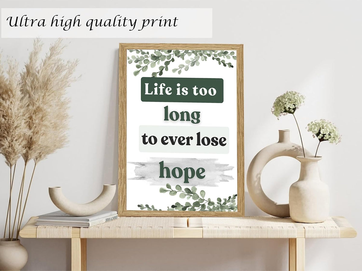 Induslyfe Framed Motivational Wall Art for Living room Bedroom Office Canvas Wall Art pictures for Classroom,Affirmations Inspirational Decor Olive Eucalyptus,Positive Quotes for Office Set of 6, 9x12