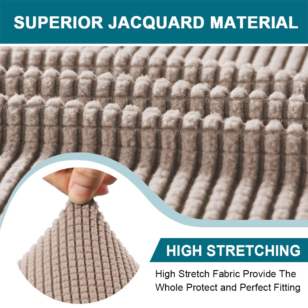 Turquoize Stretch Chesterfield Sofa Covers for Living Room Soft Sofa Couch Covers for 3 Cushion Couch Non-Slip Sofa Slipcover for Dogs Pet Furniture Protector Feature Jacquard Fabric (Sofa, Sand)