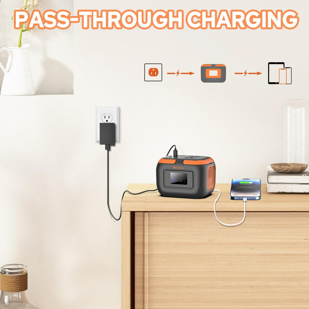 Portable Power Station 120W, Power Bank with AC Outlet, Portable Generator 97.6Wh External Battery Power Pack with USB C Input for Camping Home Van Life Adventure Backup