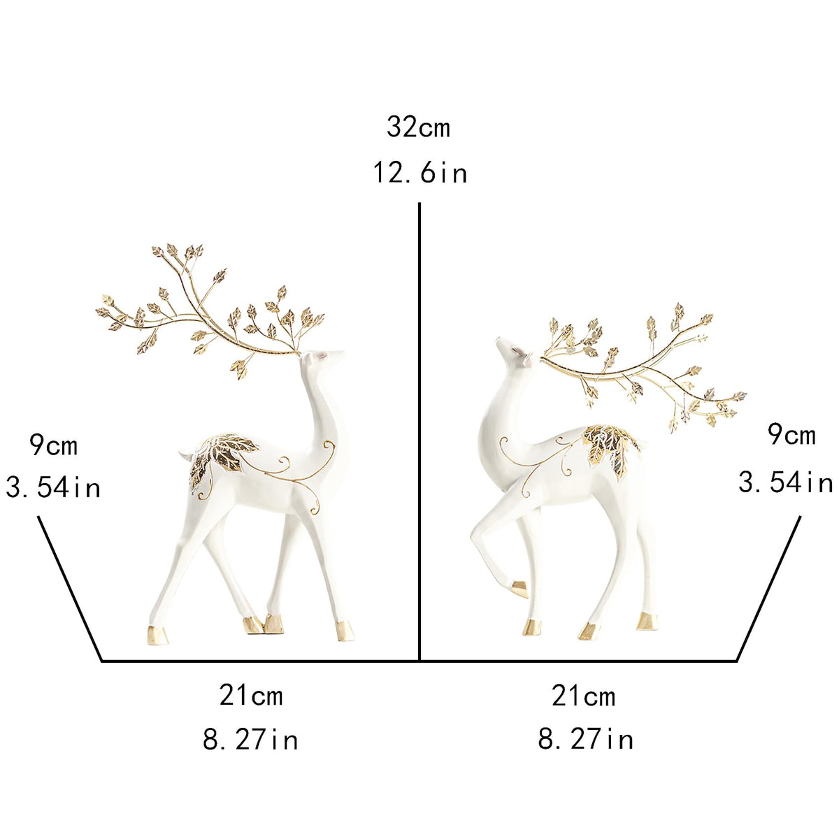 AGKZNTQP 2Pcs Resin Reindeer Figurine Set – Elegant Christmas Reindeer Ornaments, Decorative Reindeer Sculptures for Home, Living Room, Desktop, Office, and Holiday Tabletop Decor