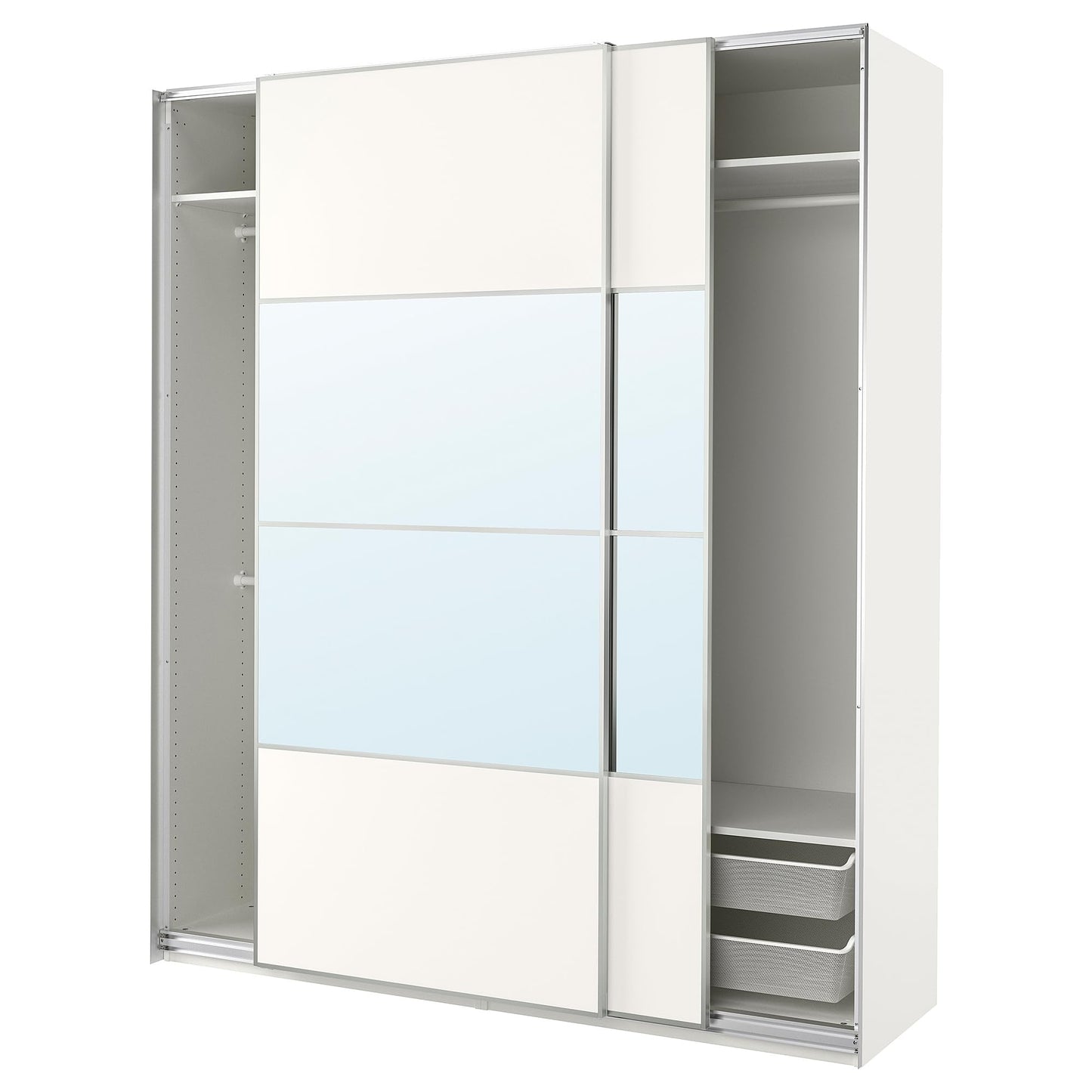 ProTuning PAX/MEHAMN/AULI Wardrobe with sliding doors, white double sided/white mirror glass, 200x66x236 cm