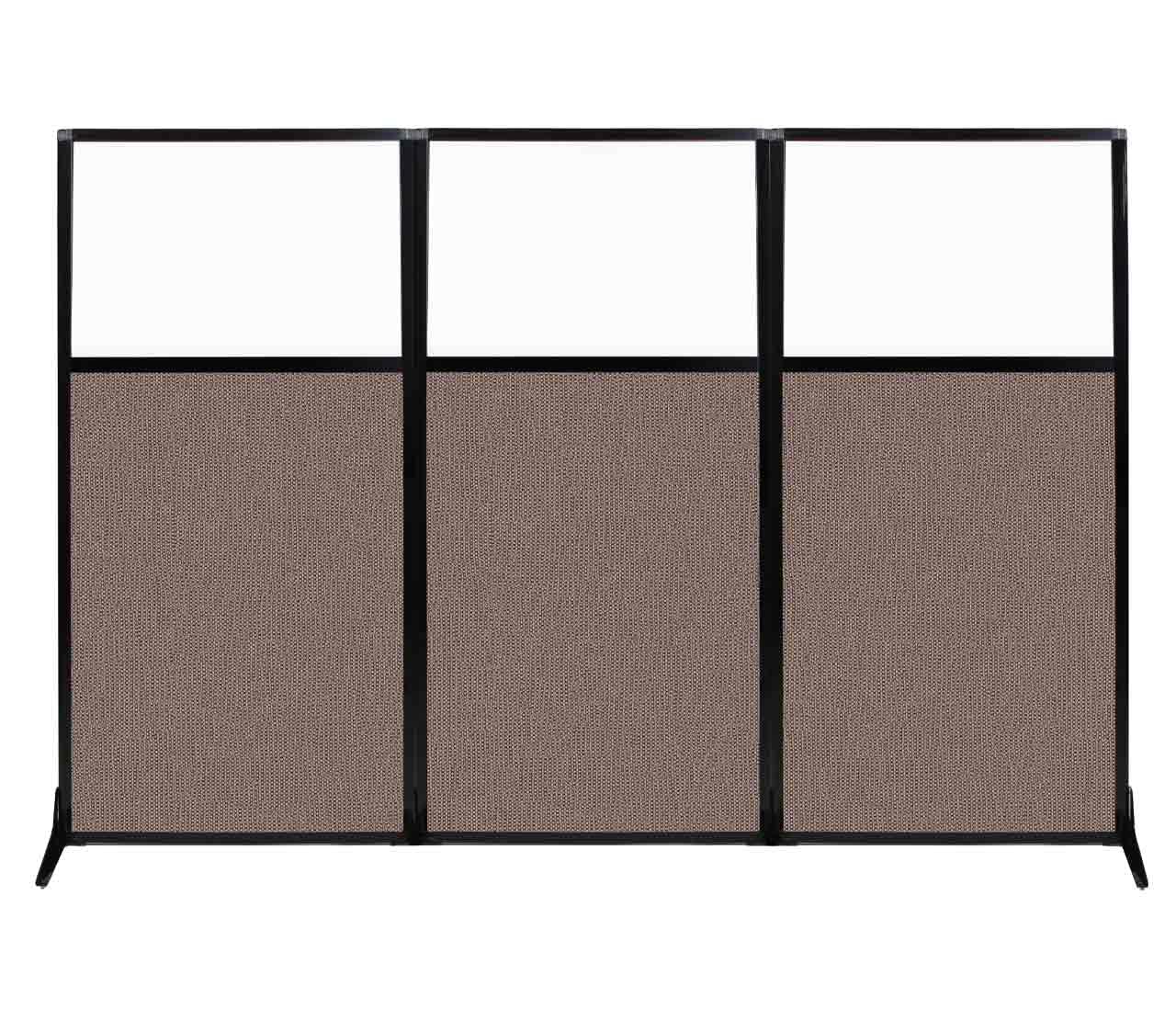 Versare Workstation Partition | Portable Wall Divider | Modern Office Cubicle | Free Standing Privacy Screen | Flexible Work Space | 99" x 70" W/Window, Latte Fabric Panels