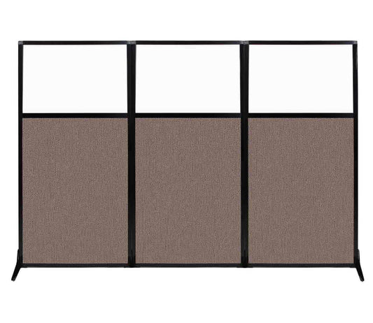 Versare Workstation Partition | Portable Wall Divider | Modern Office Cubicle | Free Standing Privacy Screen | Flexible Work Space | 99" x 70" W/Window, Latte Fabric Panels