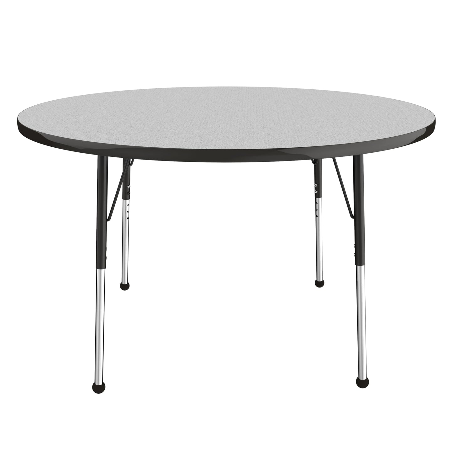 Factory Direct Partners FDP 48" Round Thermofused Classroom Activity Table with Standard Ball Glide Legs, Adjustable Height 19"-30" - Gray/Black, 10138-GYBK