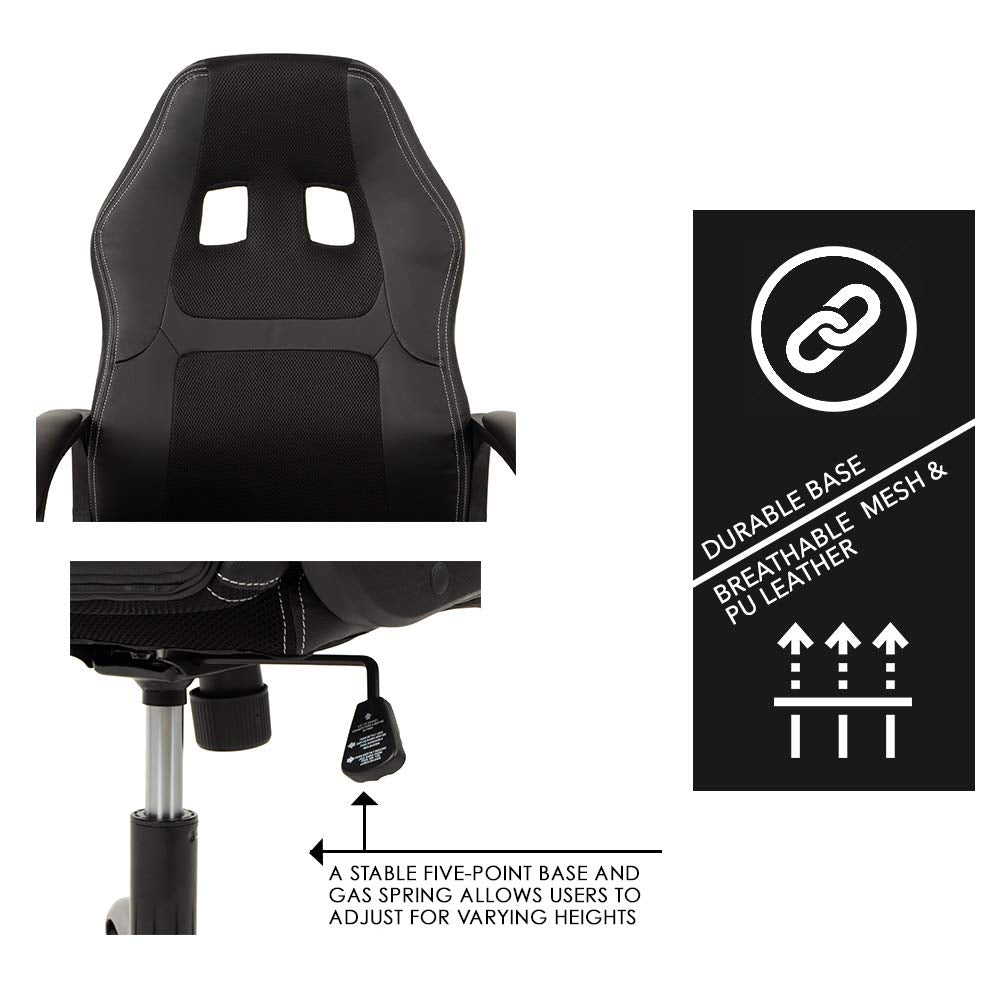 BestOffice Office Chair PC Gaming Chair Cheap Desk Chair Ergonomic PU Leather Executive Computer Chair Lumbar Support for Women, Men (Black)
