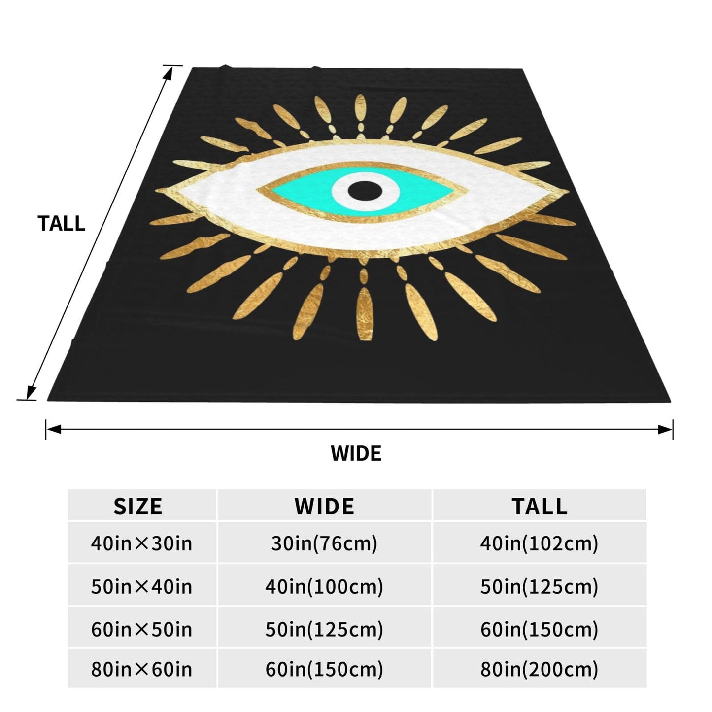 Hamsa Evil Eye Gold Foil Print Throw Blanket 50"X40" Lightweight Flannel Throws Blankets for Couch Bed Sofa Living Room Bedroom Home Decor,Soft Cozy Fluffy Fuzzy Plush Blanket for All Season
